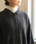 コットンウールグレンチェック　コートワンピース